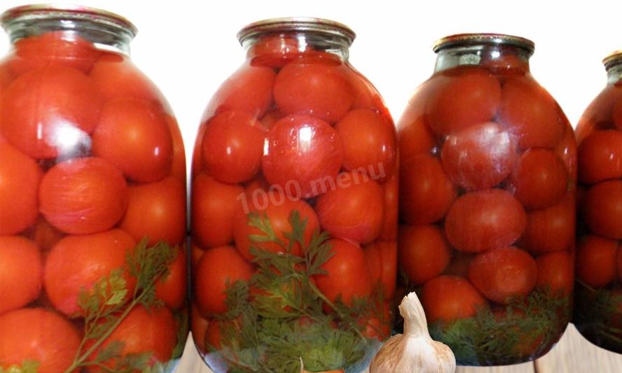 Рецепт помидоров с ботвой и чесноком