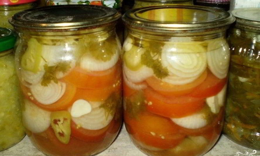 Рецепт помидоров с луком на зиму