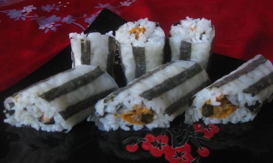 Рецепт полосатых роллов с мидиямей