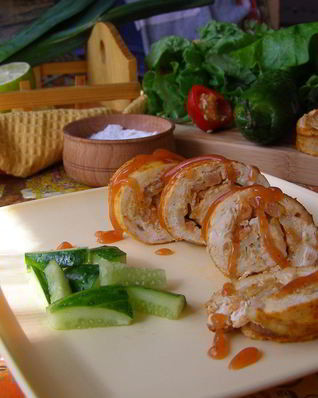 Куриный рулет с креветками