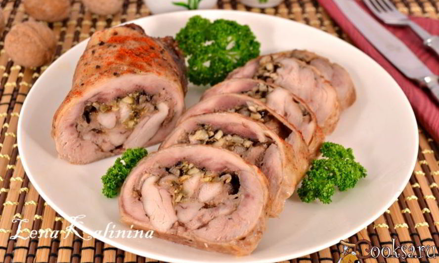 Рецепт куриного рулета с орехами
