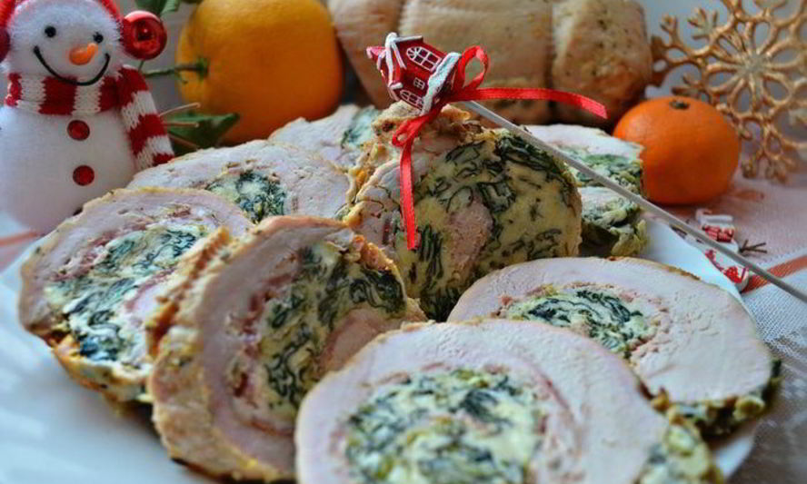 Рецепт новогоднего рулета из индейки