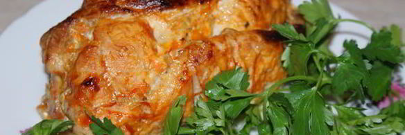 рулет из свинины с морковью и грибами