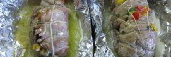 рулет из телятины с перцем и зеленью