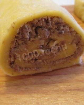 Рулет с грибами и сыром, курицей