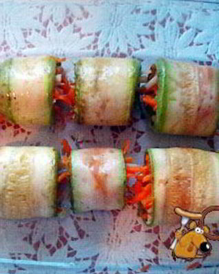 Рулетики из кабачков с морковно-сырной начинкой