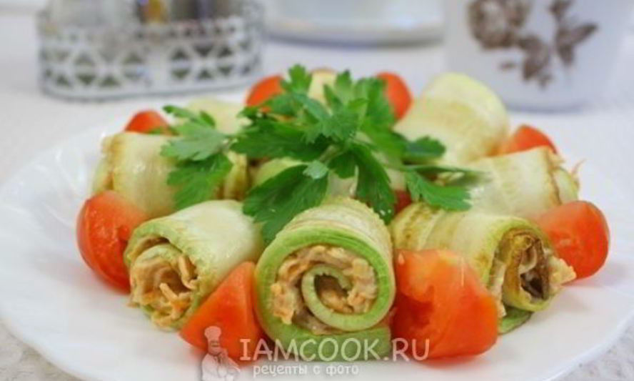 Рецепт рулетиков из кабачков с морковью и грецкими орехами