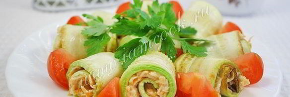 рулетики из кабачков с морковью и грецкими орехами