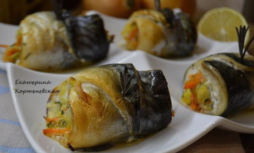 Рецепт рулетиков из скумбрии с овощами