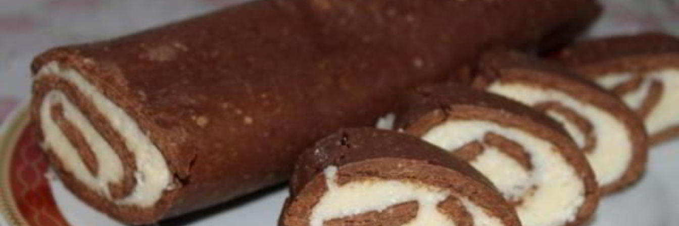 Шоколадный рулет из печенья