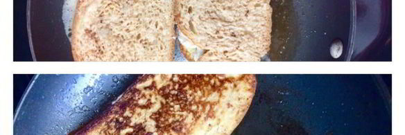 французские жареные сэндвичи с сыром филадельфия и зелеными яблоками