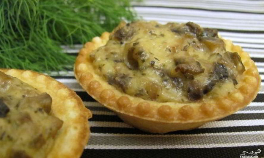Рецепт тарталеток с грибами и сыром