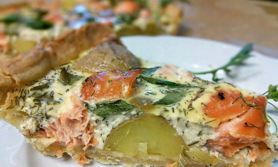 Рецепт тарта с лососем и картофелем