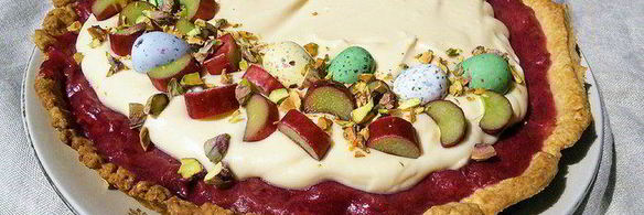 тарт с ревенем и сливочным кремом