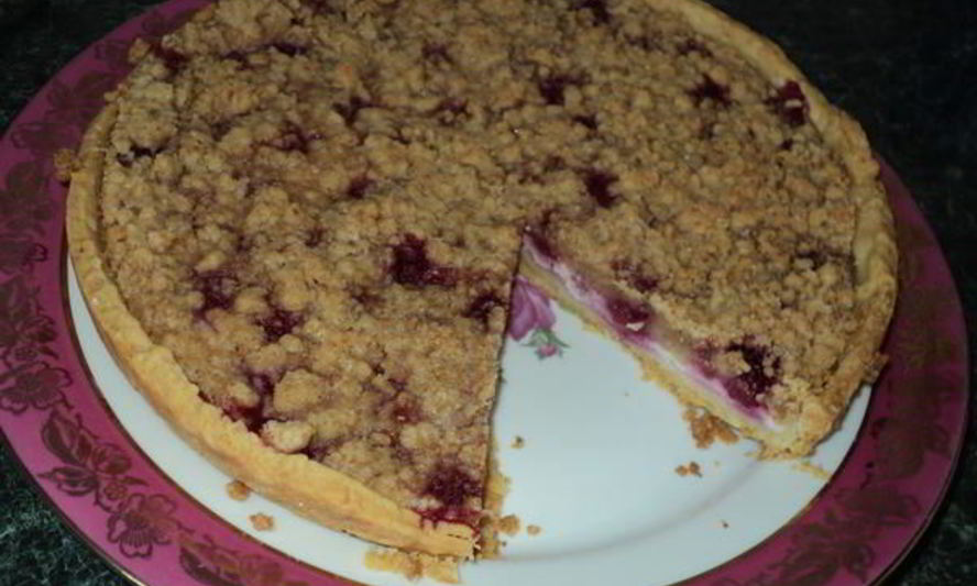 Рецепт тарта с творогом и малиной