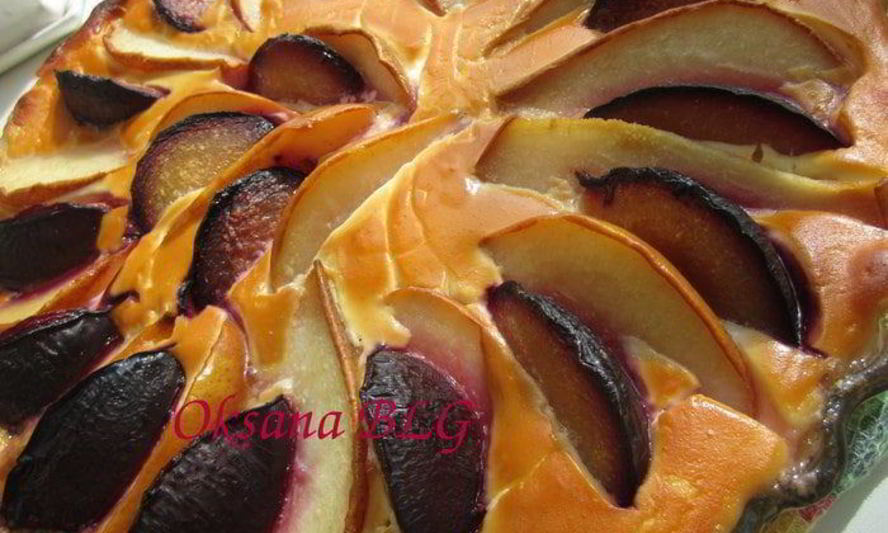 Рецепт тарта творог, фрукты, карамель