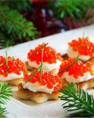 Тартинки с красной икрой