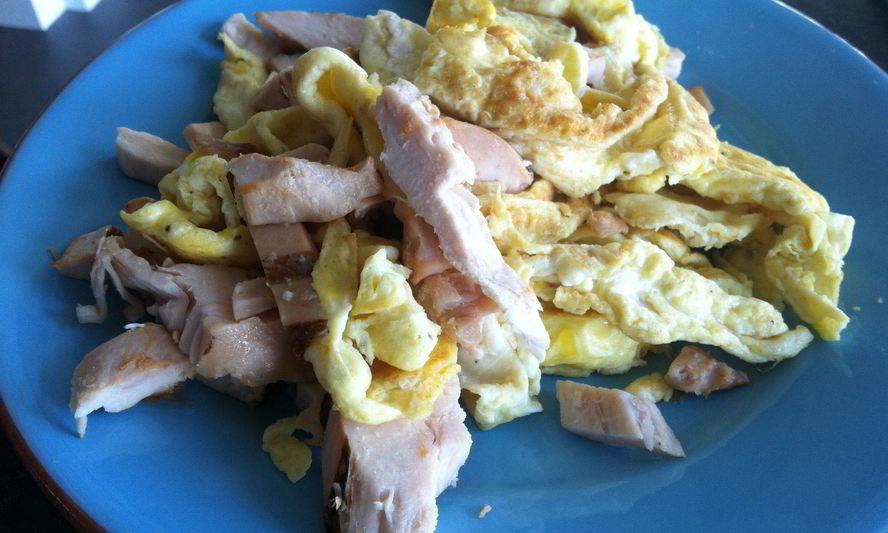 Рецепт яичницы с курицей