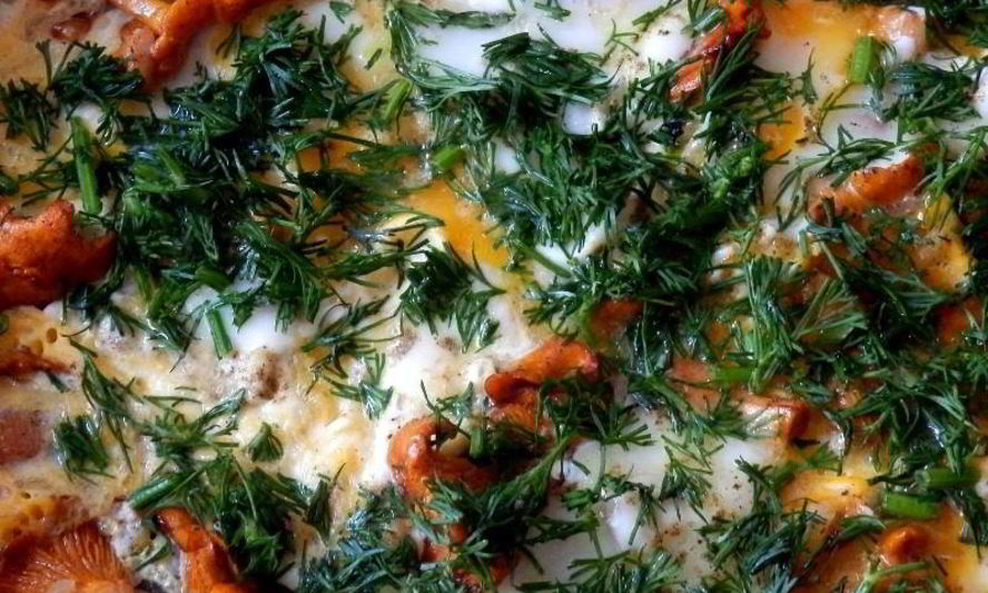 Рецепт яичницы с лисичками