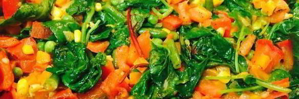 яичница с овощами и капустой кале