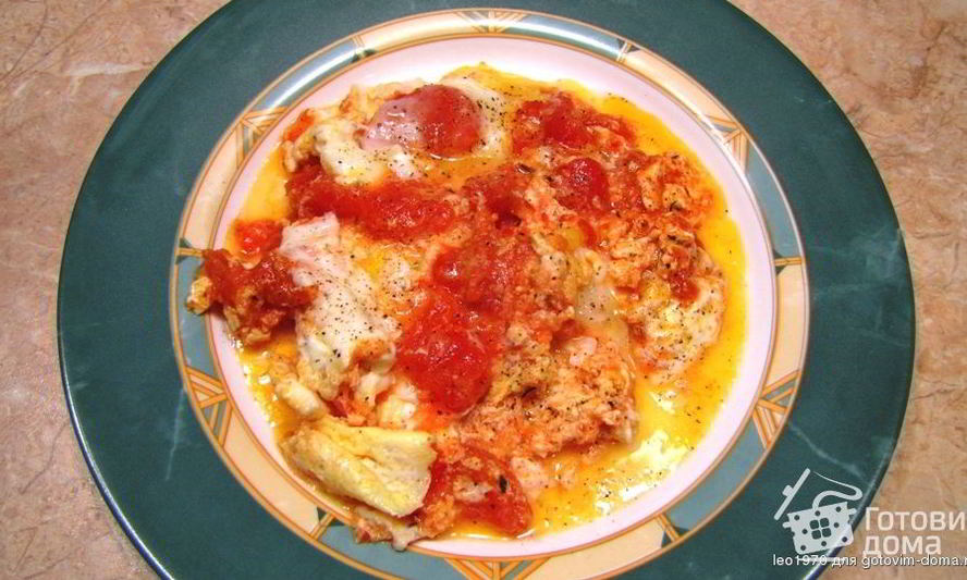 Рецепт яичницы с помидорами