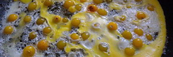 яичница со шпинатом и физалисом