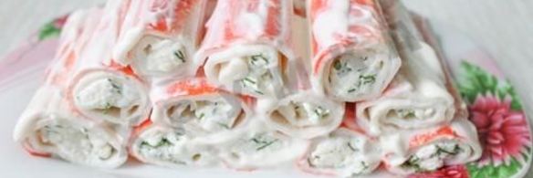 закуска из фаршированных крабовых палочек