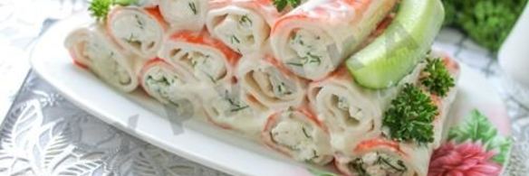 закуска из фаршированных крабовых палочек