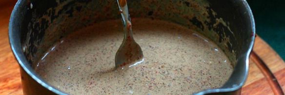 запеченный крем из печени с грибами под брусничным желе