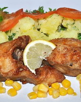 Жареная пикша, маринованная в соевом соусе