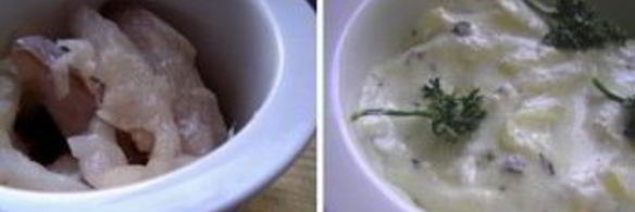 жюльен с крышечками из слоеного теста