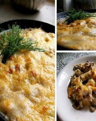 Жюльен с курицей, грибами и сыром