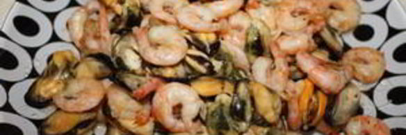 жюльен с мидиями и креветками