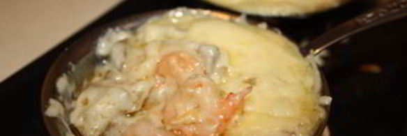 жюльен с мидиями и креветками